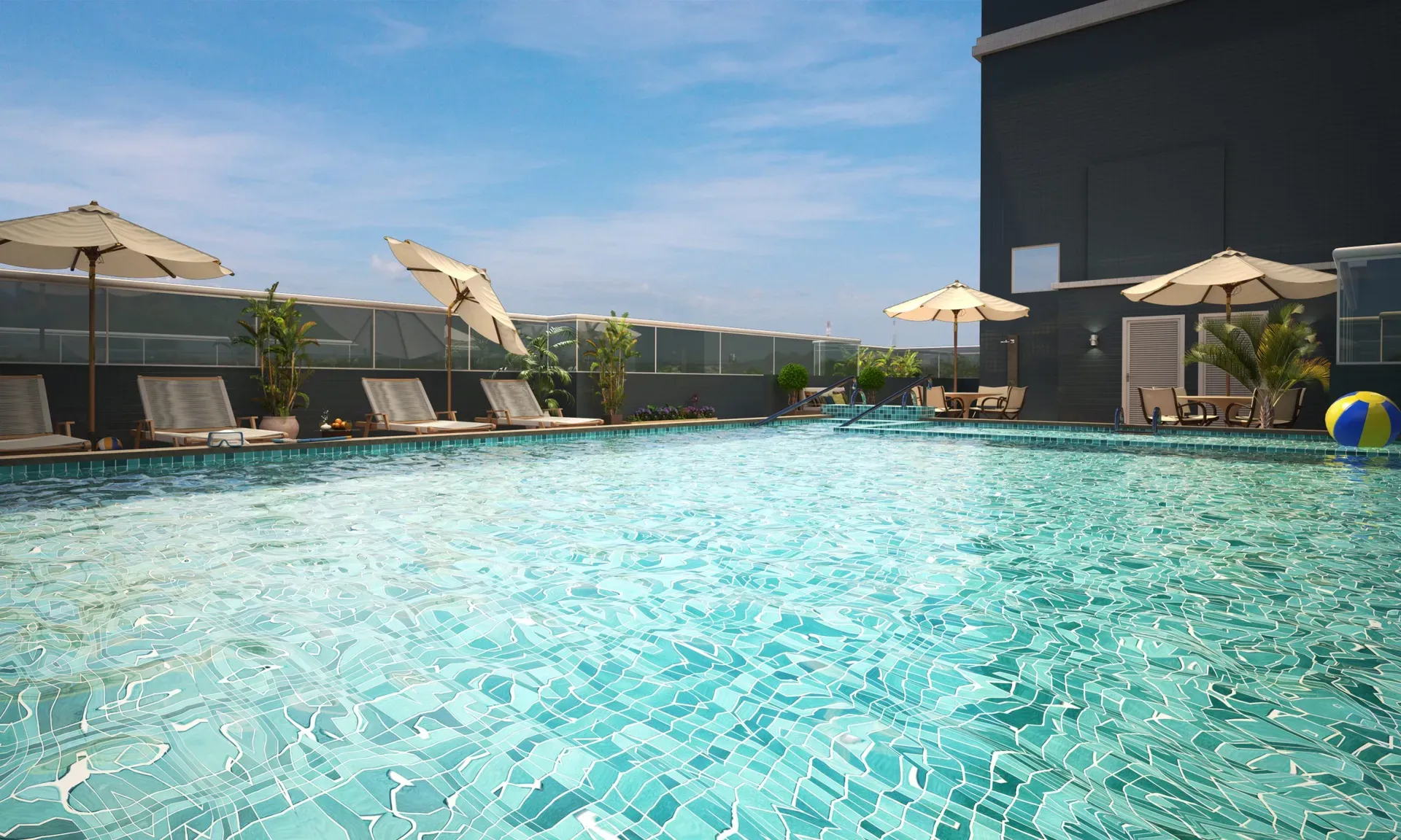 Área da piscina do Residencial Veronese